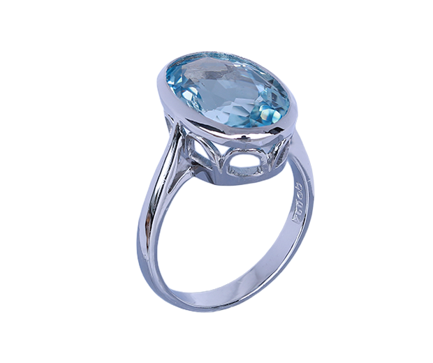 18KT WHITE GOLD RING 01 AQUAMARINE